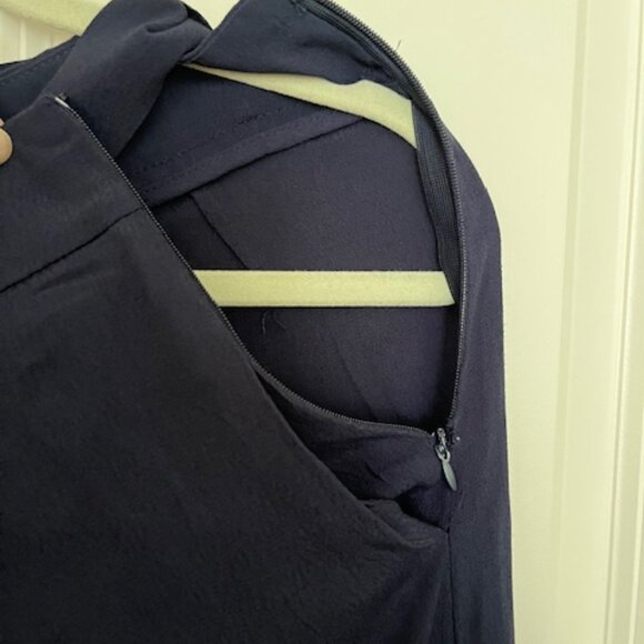 High Waisted Navy Womens Trousers (L) - Picture 2 of 4